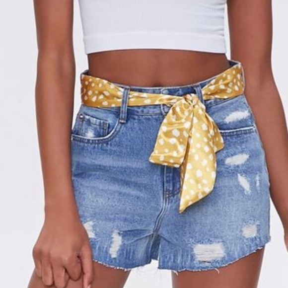 Forever 21 Pants - SPOTTED Belt Denim Shorts